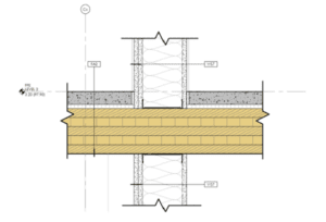 Détail de la section entre les suites avec des panneaux de bois lamellé-croisé continus. Crédit - Edge Architects